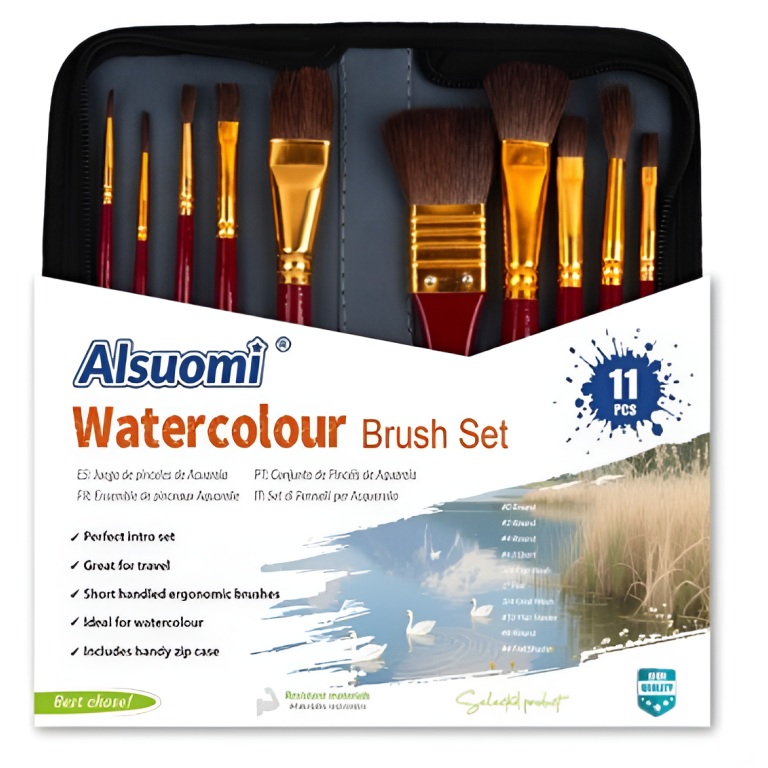 Πινέλα Ακουαρέλας Σετ 11τμχ Με Θήκη Alsuomi AL6613
