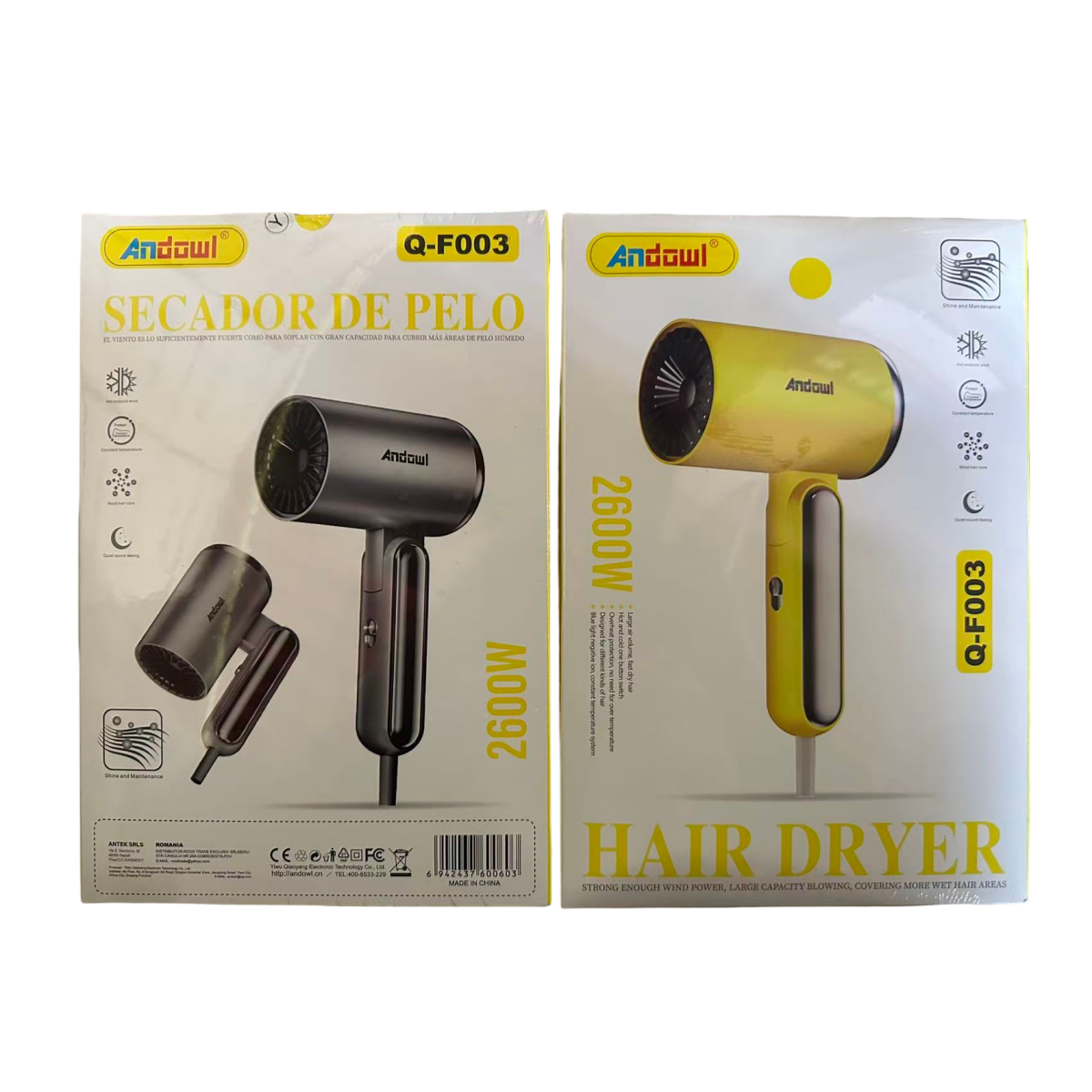 Πιστολάκι Μαλλιών 2600W Με Ιονική Τεχνολογία Andowl Q-F003 - Image 5