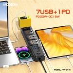 Πολύπριζο Ασφαλείας 4 Θέσεων Με 7xUSB & Διακόπτη 3m Μαύρο Moxom MX-ST16 - Image 2