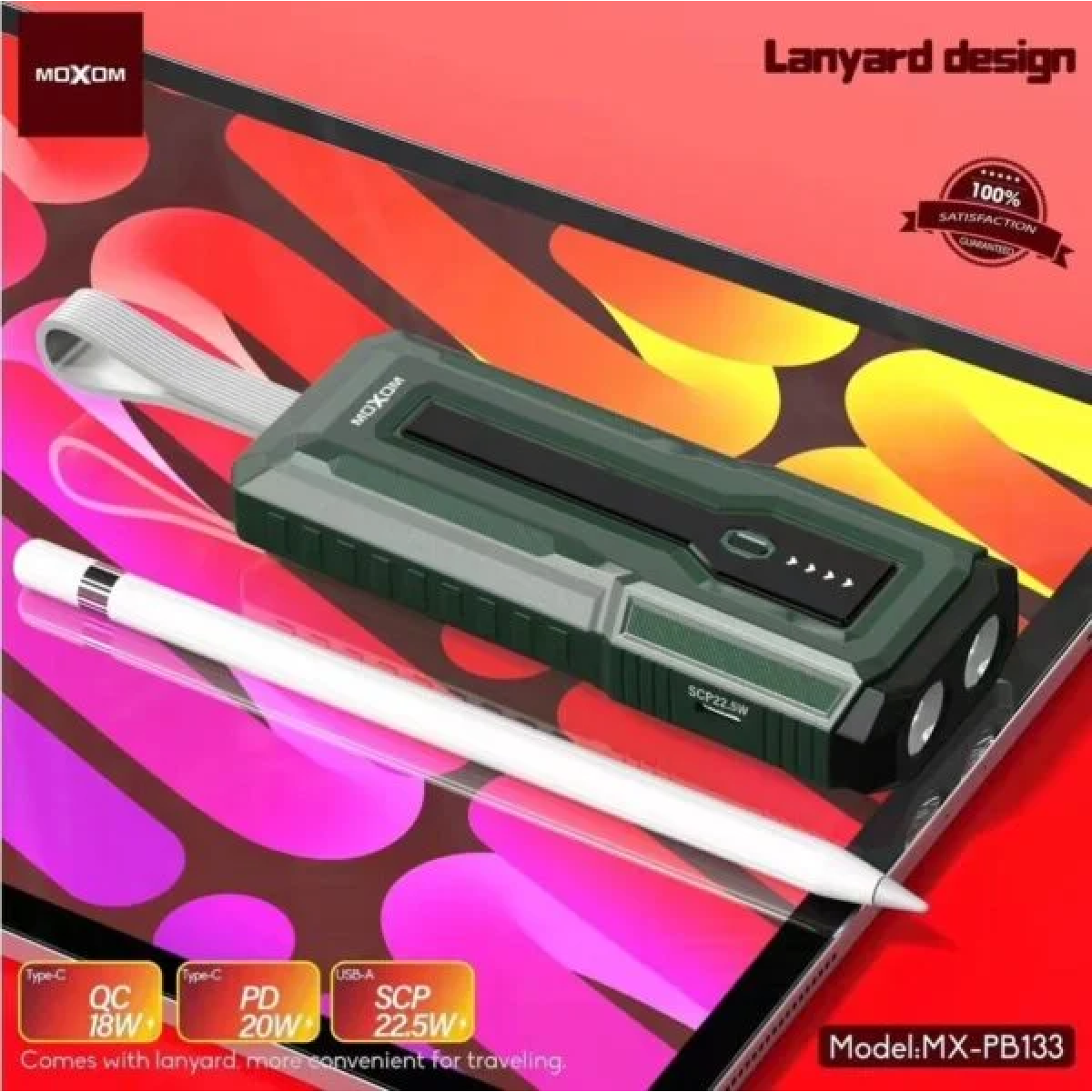 Power Bank 2 Σε 1 10000mAh Με Φακό Και PD 20W Moxom MX-PB133 - Image 4