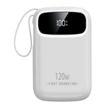 Power Bank 20000mAh Με Ενσωματωμένα Καλώδια Type-C, Lightning, Micro USB Και LED Οθόνη 120W Λευκό