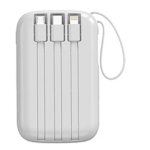 Power Bank 20000mAh Με Ενσωματωμένα Καλώδια Type-C, Lightning, Micro USB Και LED Οθόνη 120W Λευκό