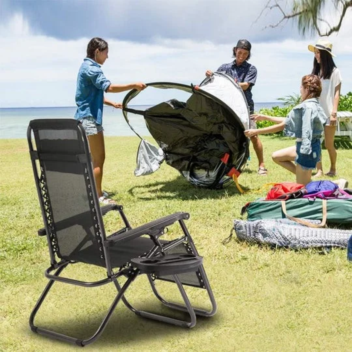 Πτυσσόμενη Ξαπλώστρα Παραλίας 158x66x108cm Kmt Style 2904004 - Image 3