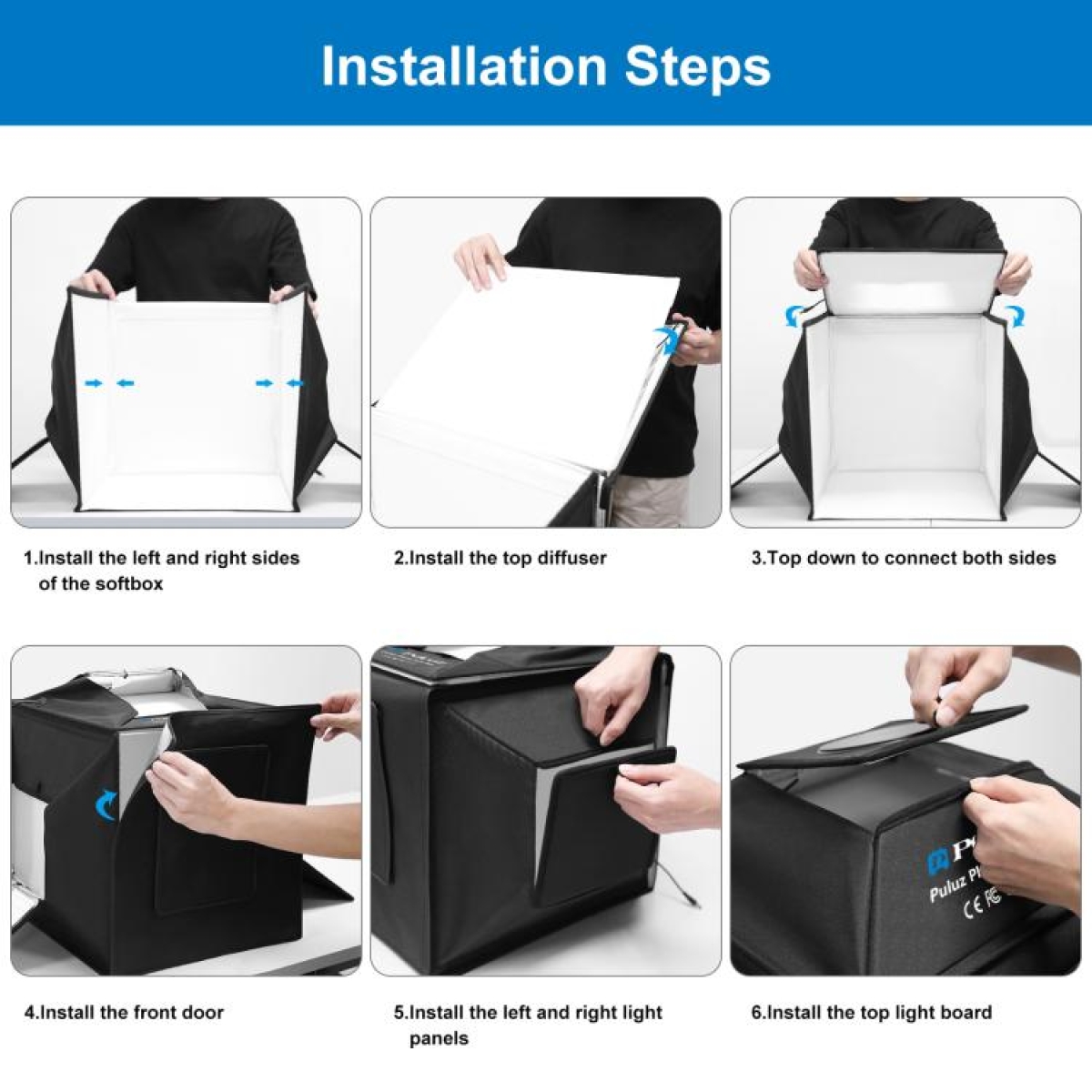 Πτυσσόμενο Photo Box 40cm Με LED Φωτισμό 72W Και 4 Φόντα Puluz PU5042EU - Image 11