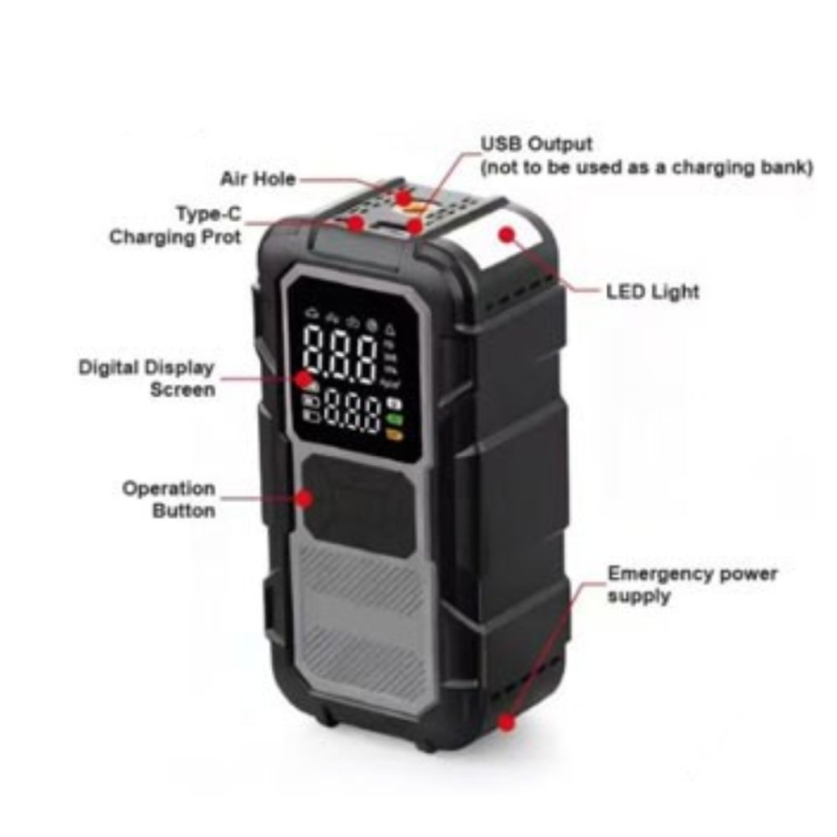RCHANG 4 σε 1 Εκκινητής Μπαταρίας Αυτοκινήτου 100W W17145-11
