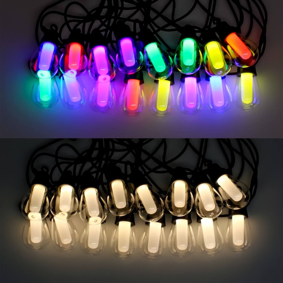 Rixme Γιρλάντα 10m με 10 Λάμπες E27 RGB & Θερμό Φως IP44