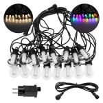 Rixme Γιρλάντα 15m με 16 Λάμπες E27 RGB & Θερμό Φως IP44