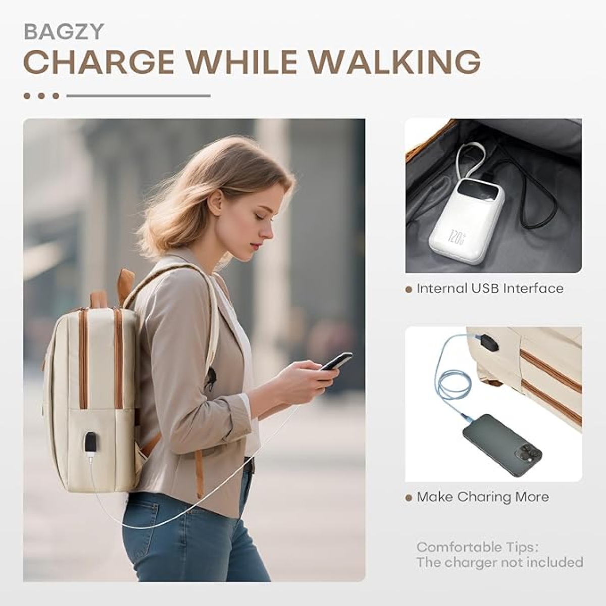 Σακίδιο Πλάτης Καμπίνας 41x30x15cm Με Θήκη Laptop Και USB Motarro MYD274-2 - Image 3