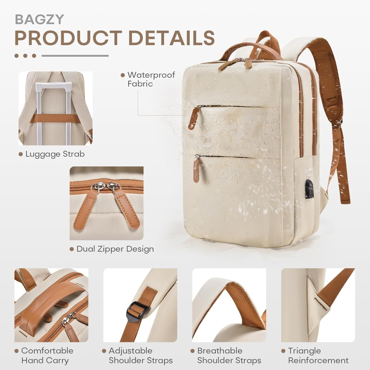 Σακίδιο Πλάτης Καμπίνας 41x30x15cm Με Θήκη Laptop Και USB Motarro MYD274-2 - Image 5