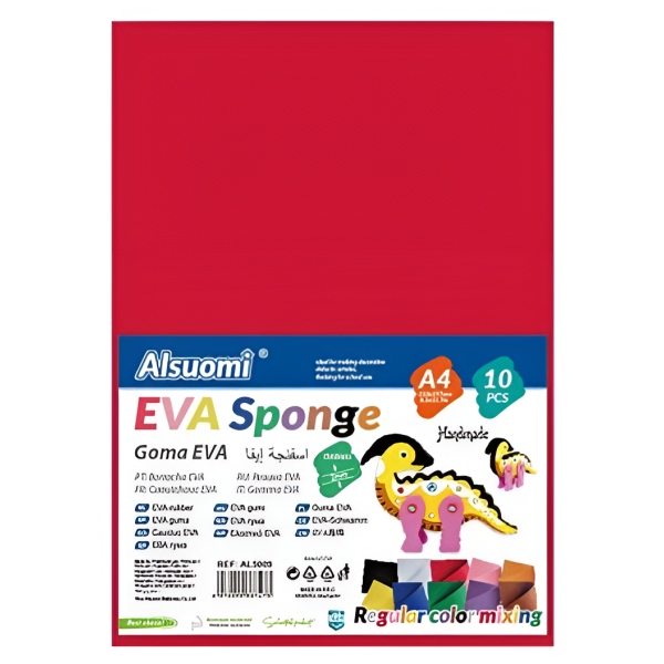 Σετ Αφρώδη Φύλλα EVA Foam A4 10 Χρωμάτων 2mm Alsuomi AL5009
