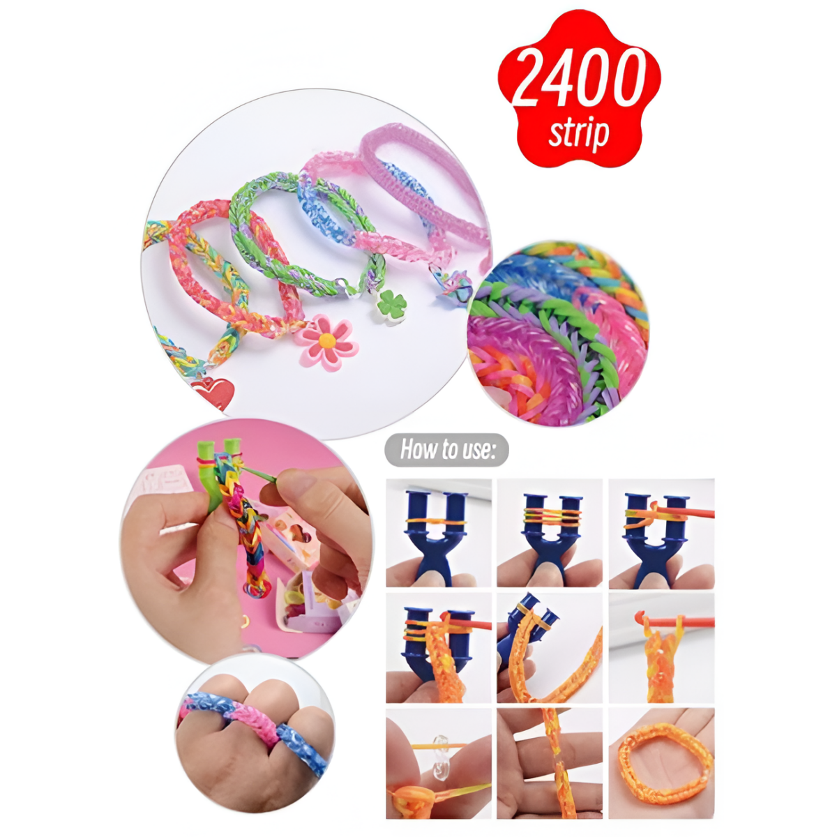 Σετ Δημιουργίας Βραχιολιών Με Λαστιχάκια 2400τμχ Σε Θήκη ME174-9