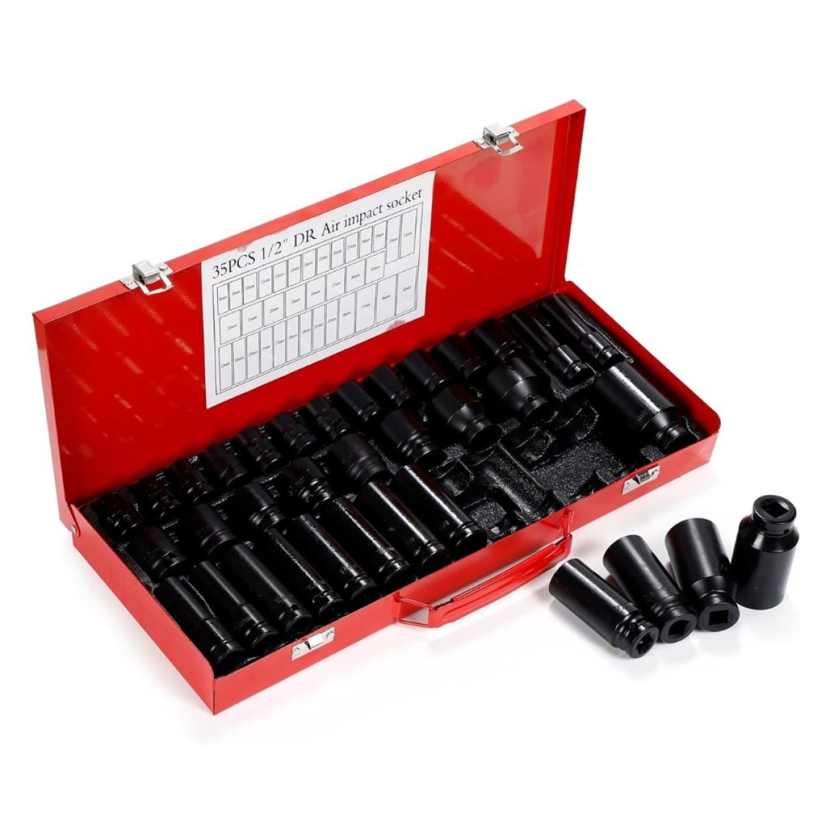 Σετ Εξάγωνα Καρυδάκια Κρούσης Μακριά & Κοντά 1/2" 35 Τεμ.