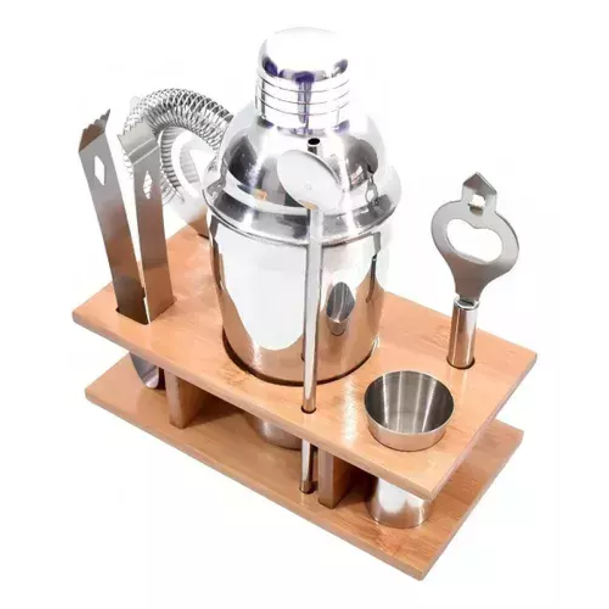 Σετ Παρασκευής Κοκτέιλ 6τμχ Με Σέικερ 550ml & Αξεσουάρ Σε Ξύλινη Βάση - Image 3