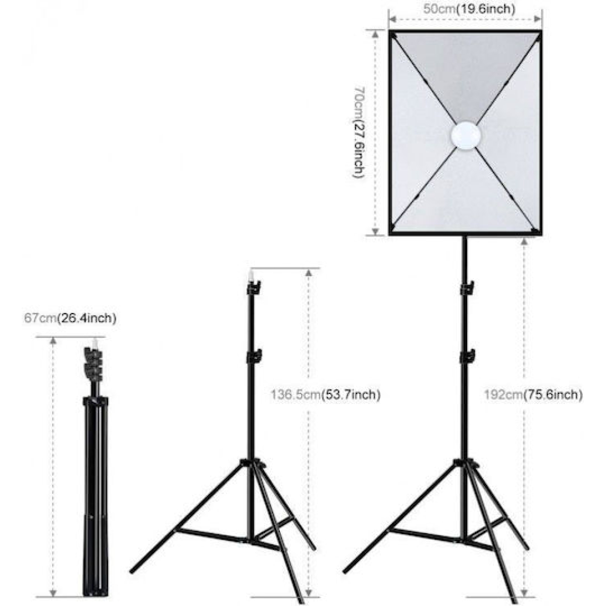 Σετ Softbox Φωτισμού 50x70cm Με LED Λάμπα 30W Και Τρίποδο Puluz PU5070EU - Image 2