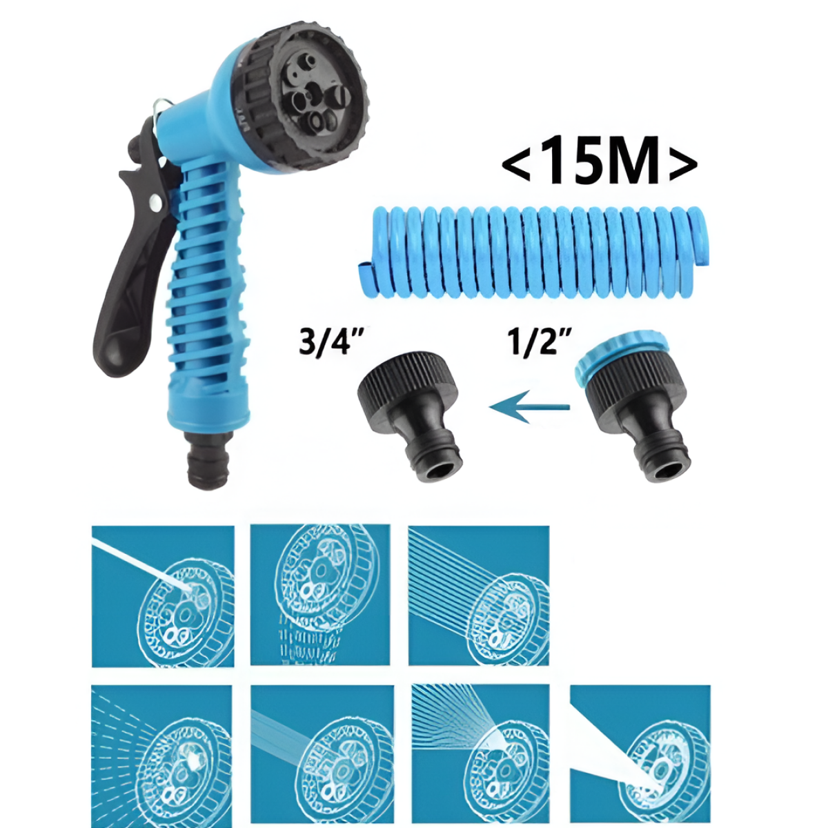 Σπιράλ Λάστιχο Ποτίσματος Με Πιστόλι 15m Kmt Style 500522 - Image 3