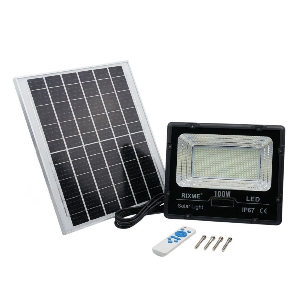 Στεγανός Ηλιακός Προβολέας LED 100W με Τηλεχειριστήριο IP67 RZ.ABS. 100W