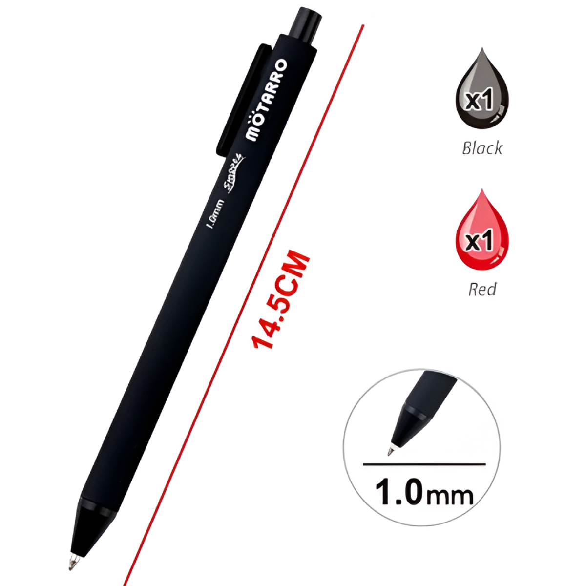 Στυλό Διαρκείας 2τμχ Μαύρο & Κόκκινο Motarro MC019-4 - Image 2