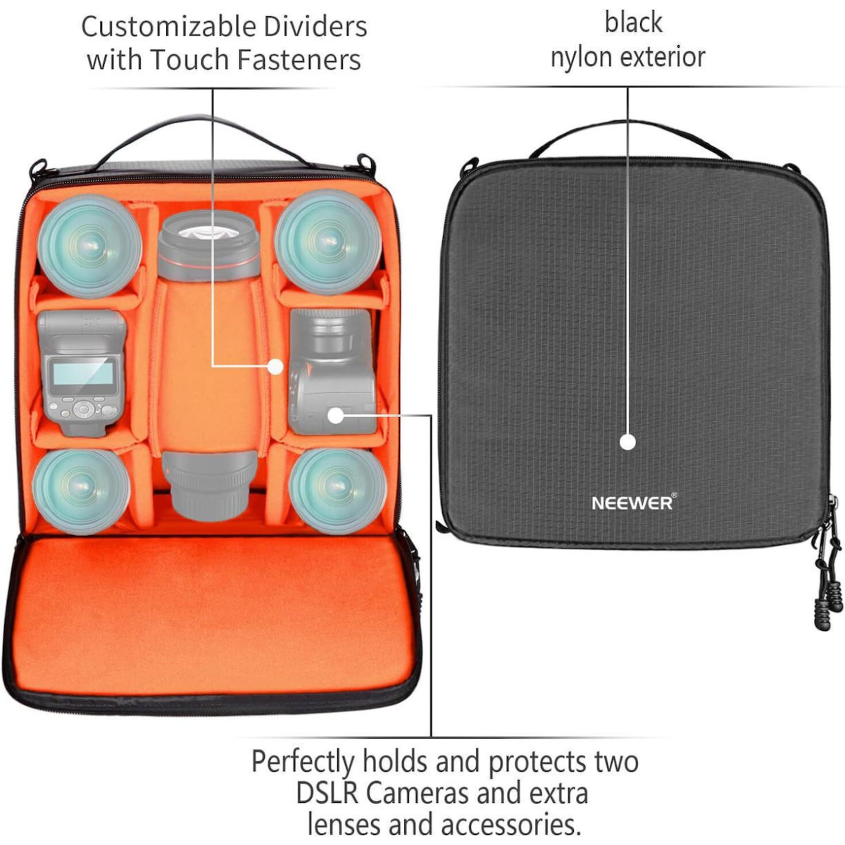 Θήκη Φωτογραφικού Φακού Με Ρυθμιζόμενα Διαχωριστικά Και Προστασία Shockproof Μαύρη Neewer - Image 8