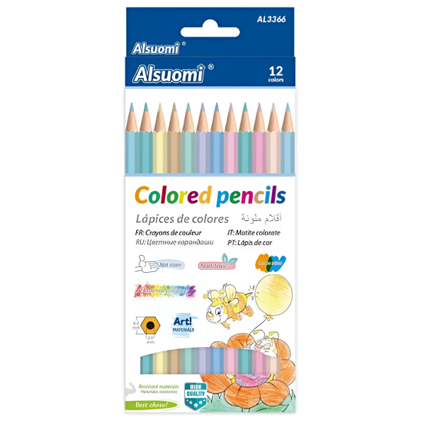 Ξυλομπογιές Σετ 12 Χρωμάτων Macaron Alsuomi AL3366