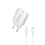 Φορτιστής Σπιτιού GaN PD 20W Element CH-150PD 1 Θέσης, με καλώδιo Lightning PD 27W 1m Λευκό