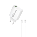 Φορτιστής Σπιτιού GaN PD 45W Element CH-350 2 Θέσεων, με καλώδιο USB-C 65W 1m Λευκό