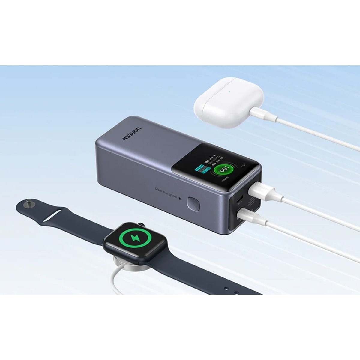 Ugreen Power Bank 20000mAh 130W 1xUSB-A 2xUSB-C Quick Charge 3.0 PB721 Γκρι - Image 3