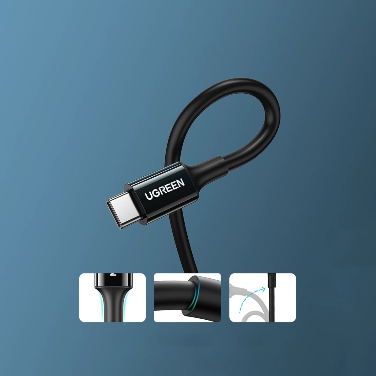 Ugreen Καλώδιο Φόρτισης USB-C 2m, 100W Μαύρο US300 / 80372 - Image 4