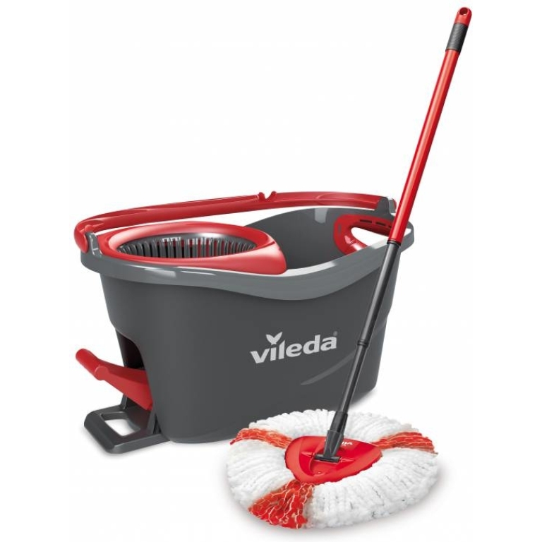 Vileda Easy Wring & Clean Turbo Περιστρεφόμενη Σετ Κουβάς με Σφουγγαρίστρα με Μικροίνες 151153 163430