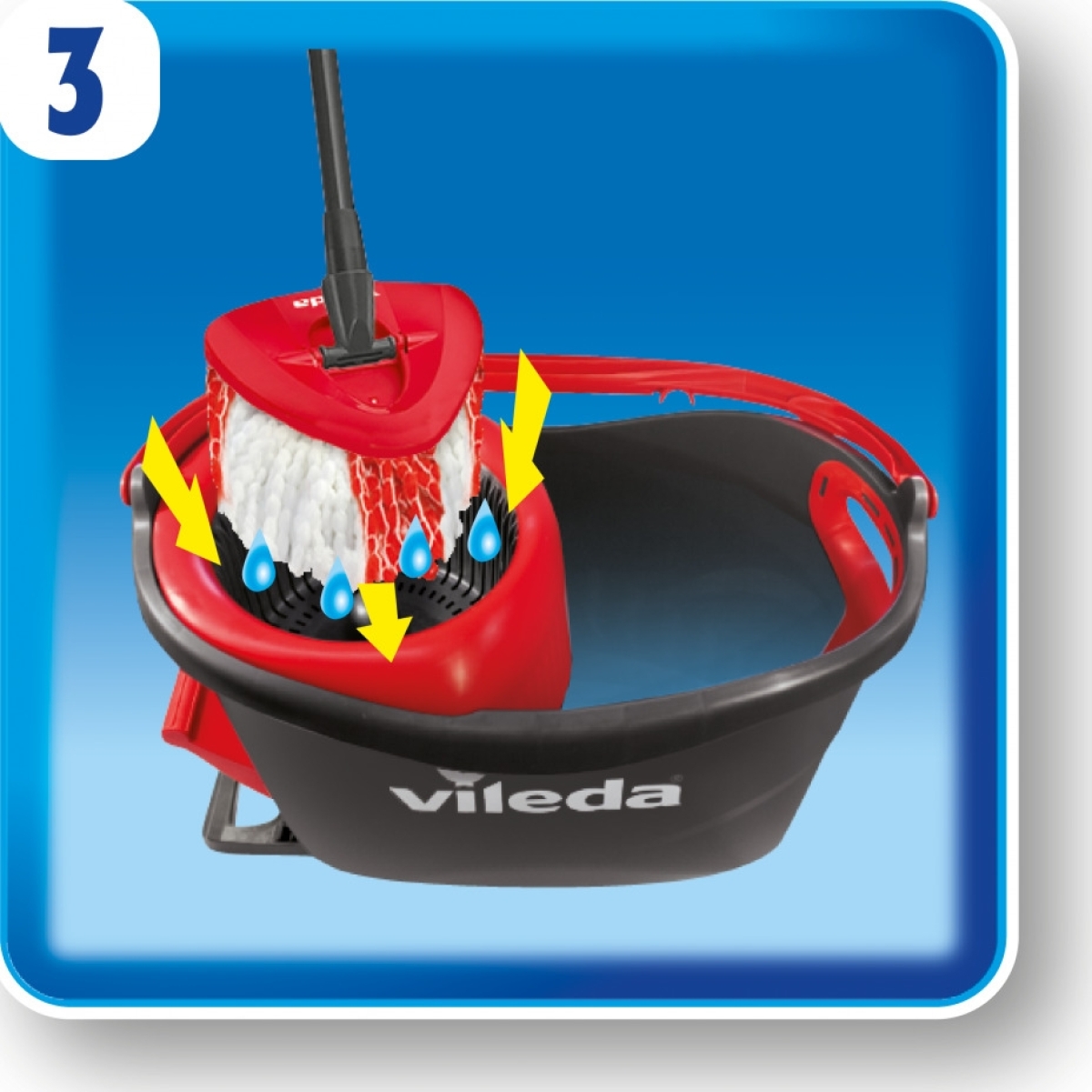 Vileda Easy Wring & Clean Turbo Περιστρεφόμενη Σετ Κουβάς με Σφουγγαρίστρα με Μικροίνες 151153 163430 - Image 3