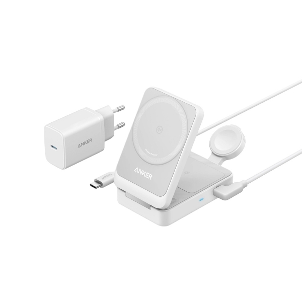 Anker Φορτιστής Magsafe 15W Λευκός (MagGo 3-in-1 Foldable) B2557321