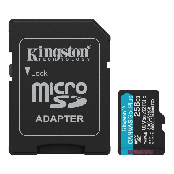 Kingston Canvas Go Plus microSDXC 256GB U3 V30 A2 UHS-I 200MB/s με αντάπτορα