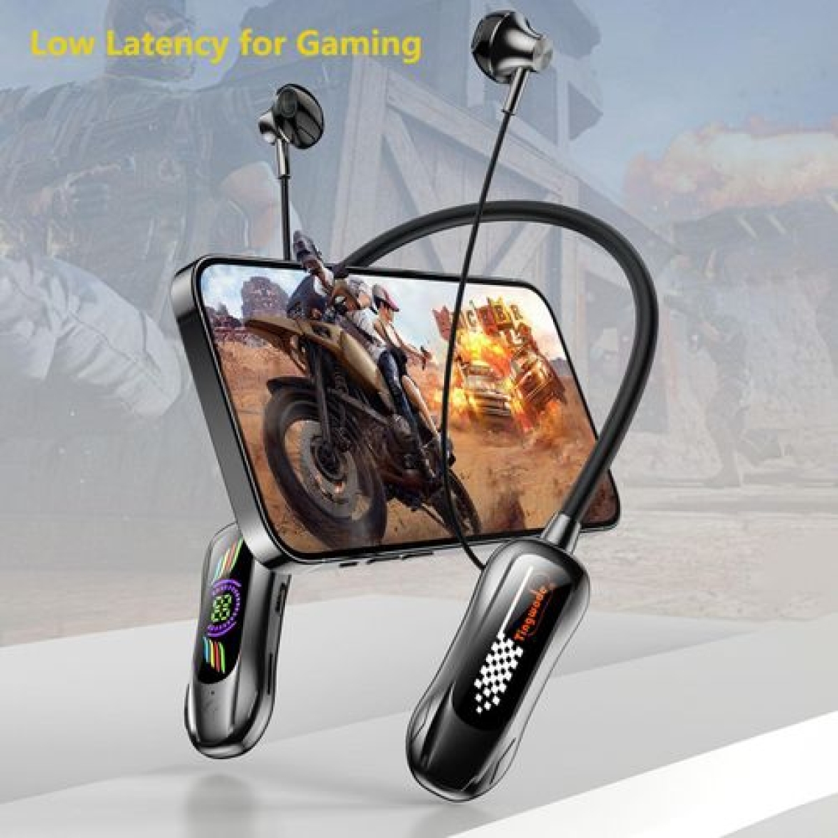 Ασύρματα Ακουστικά Neckband Bluetooth Με Οθόνη LED BASS G63 - Image 2