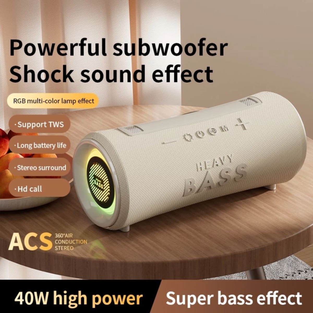 BASS-32 Φορητό Ηχείο Bluetooth 40W - Γκρι