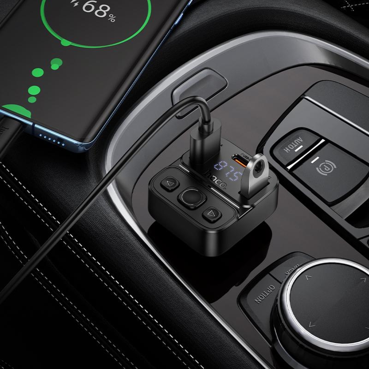 Bluetooth FM Transmitter Αυτοκινήτου 35W Με USB-A Και USB-C Hoco E87 Delta - Image 4