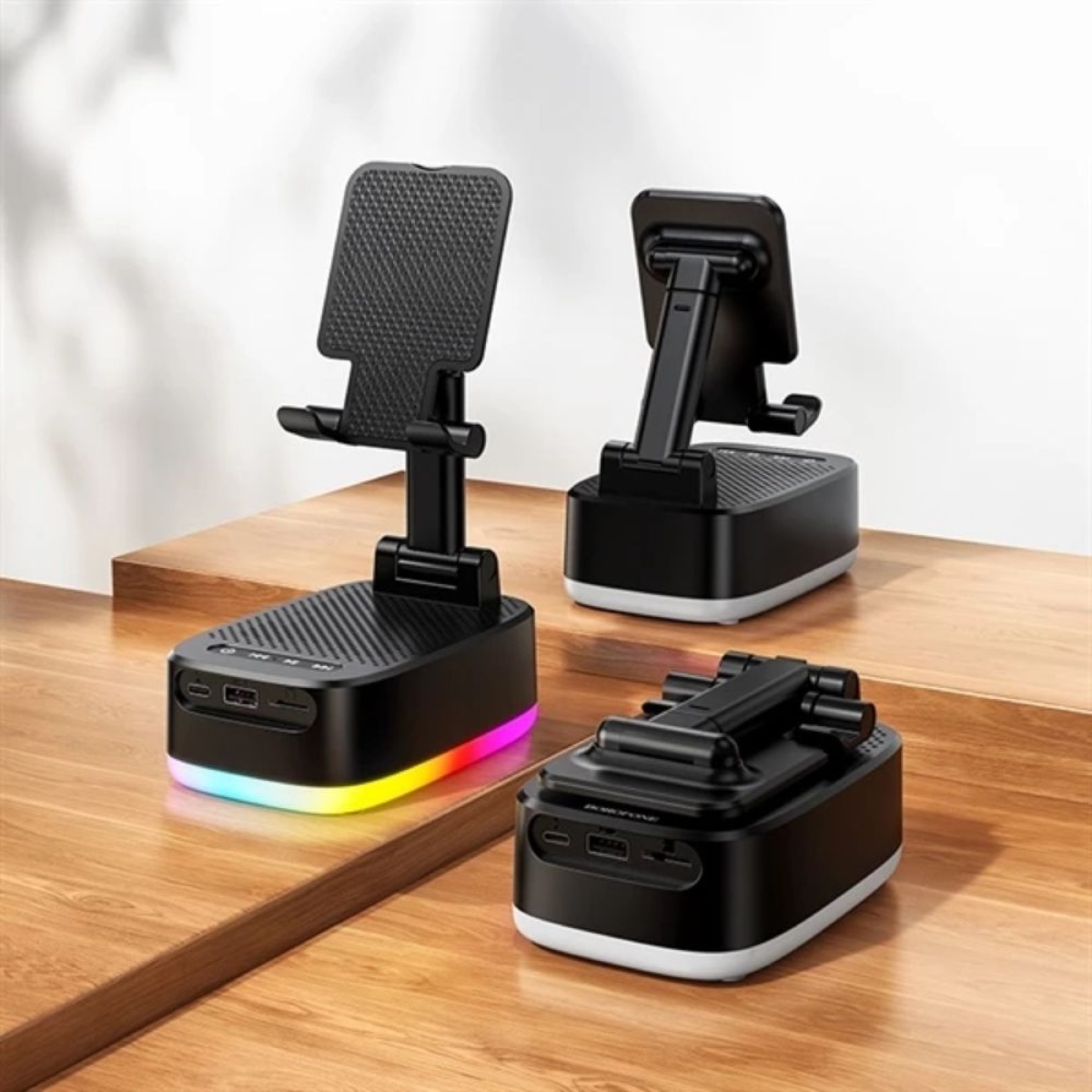 Borofone BR200 3-σε-1 Βάση Κινητού με Bluetooth Ηχείο & Power Bank