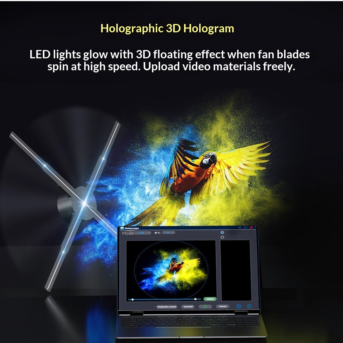Διαφημιστική Οθόνη LED 3D Holographic WiFi Διπλής Όψης Με App Control - Image 5