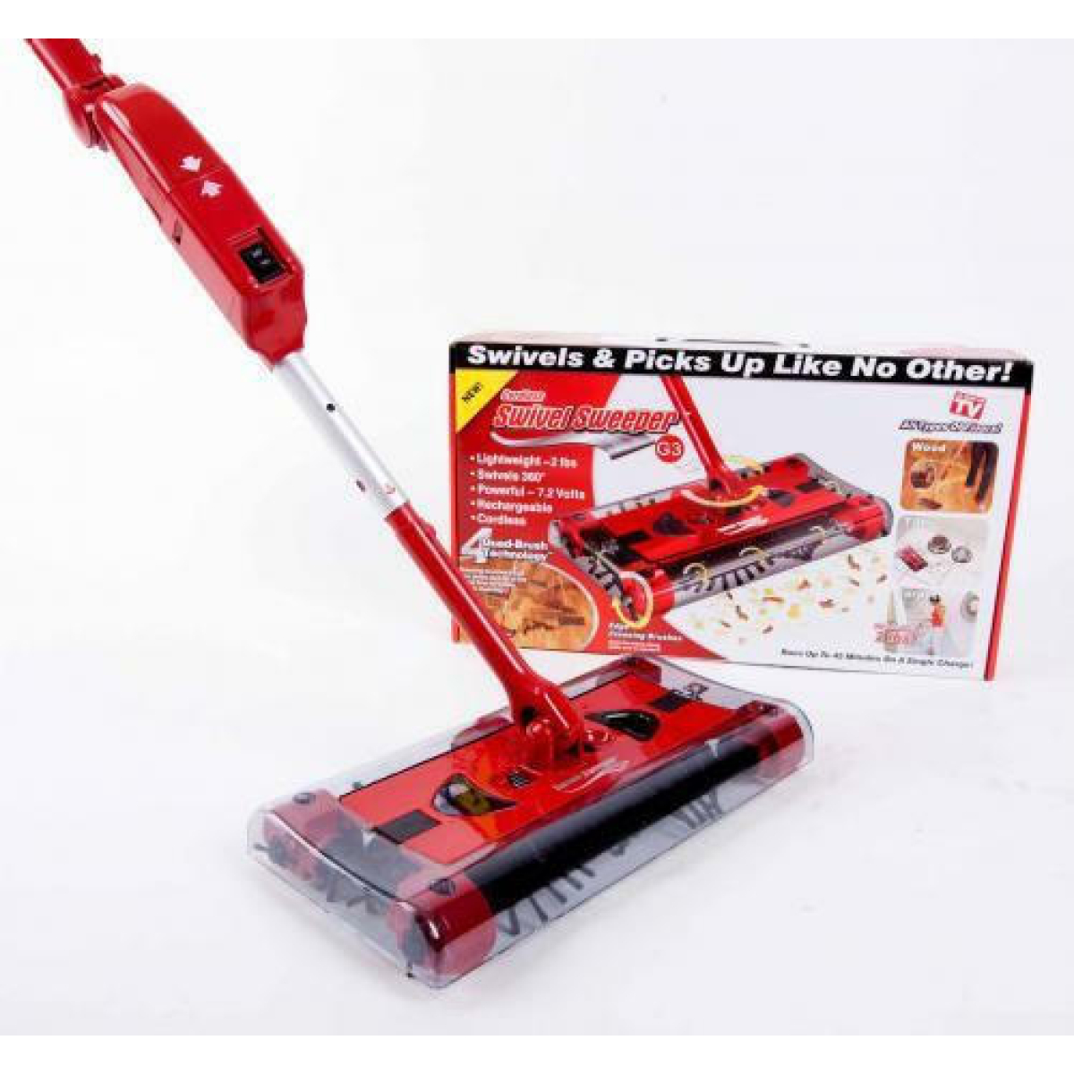 Επαναφορτιζόμενη Σκούπα 7.2V 360° Κόκκινη Swivel Sweeper G3 - Image 2