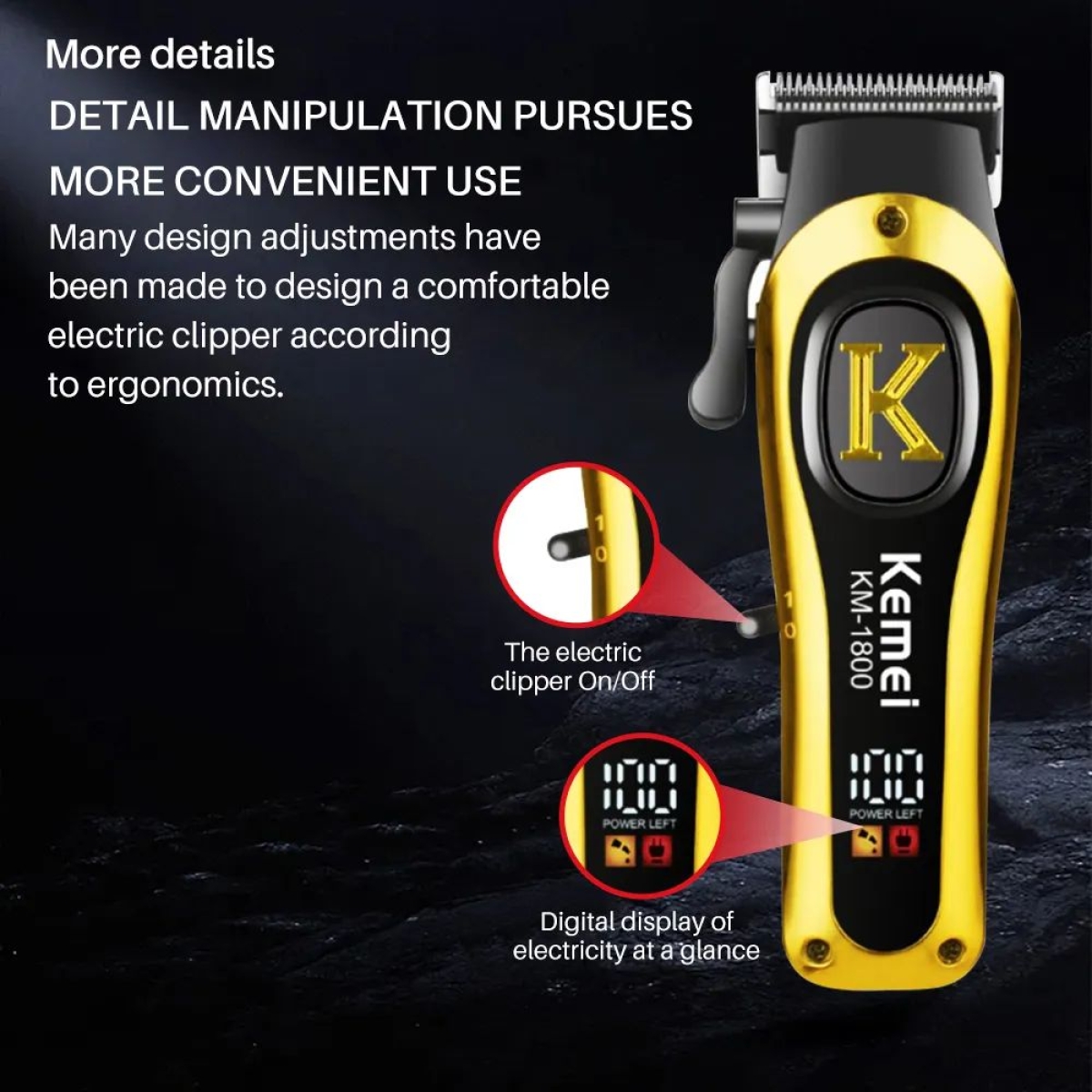 Επαναφορτιζόμενη Ξυριστική Μηχανή Kemei KM-1801