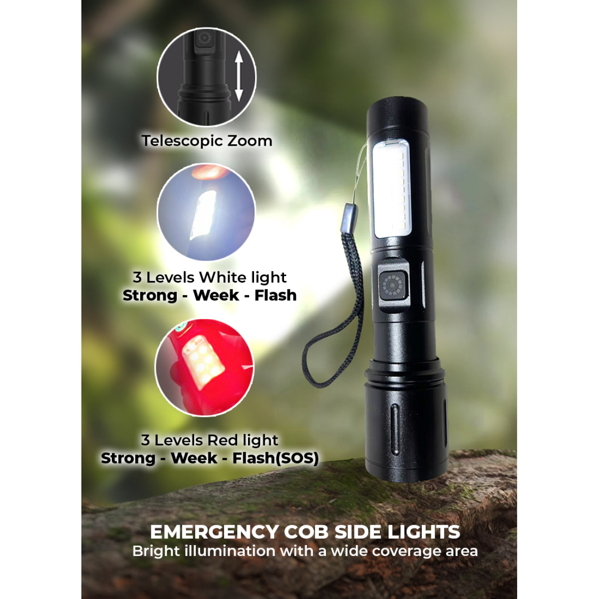 Επαναφορτιζόμενος Tactical Φακός LED Με Zoom Και Type-C Φόρτιση - 603 - Image 5