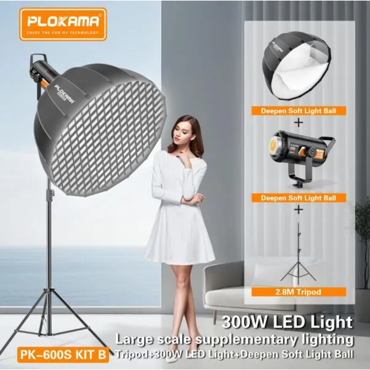 Επαγγελματικό Studio LED Φωτιστικό Kit Με Softbox Και Τηλεχειριστήριο Plokama PK-600S - Image 5