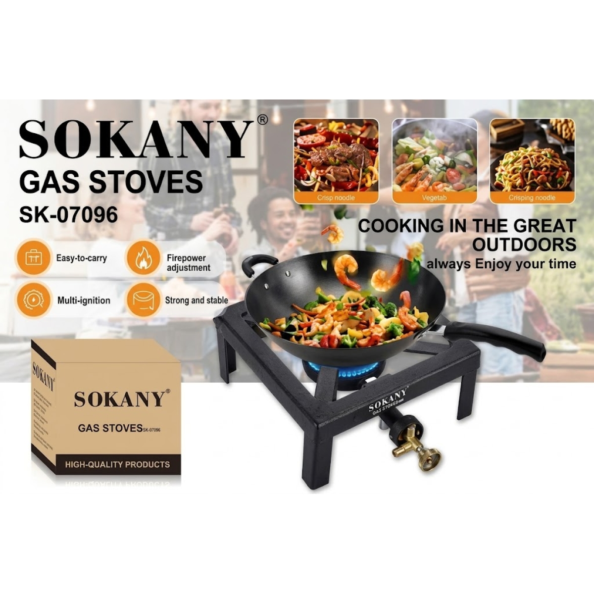 Επιτραπέζια Εστία Υγραερίου Μονή Heavy Duty Sokany SK-07096 - Image 2