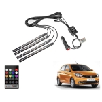 Εσωτερικά LED Φώτα Αυτοκινήτου Music RGB 18cm με Τηλεχειριστήριο 4τμχ