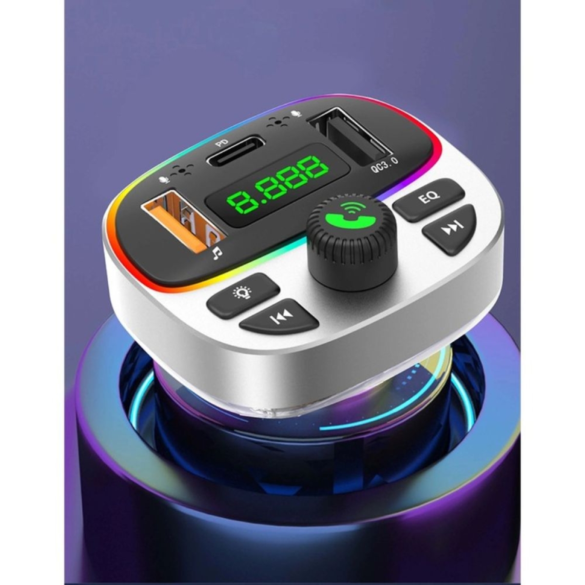 FM Transmitter Bluetooth Αυτοκινήτου Andowl Q-C668 RGB