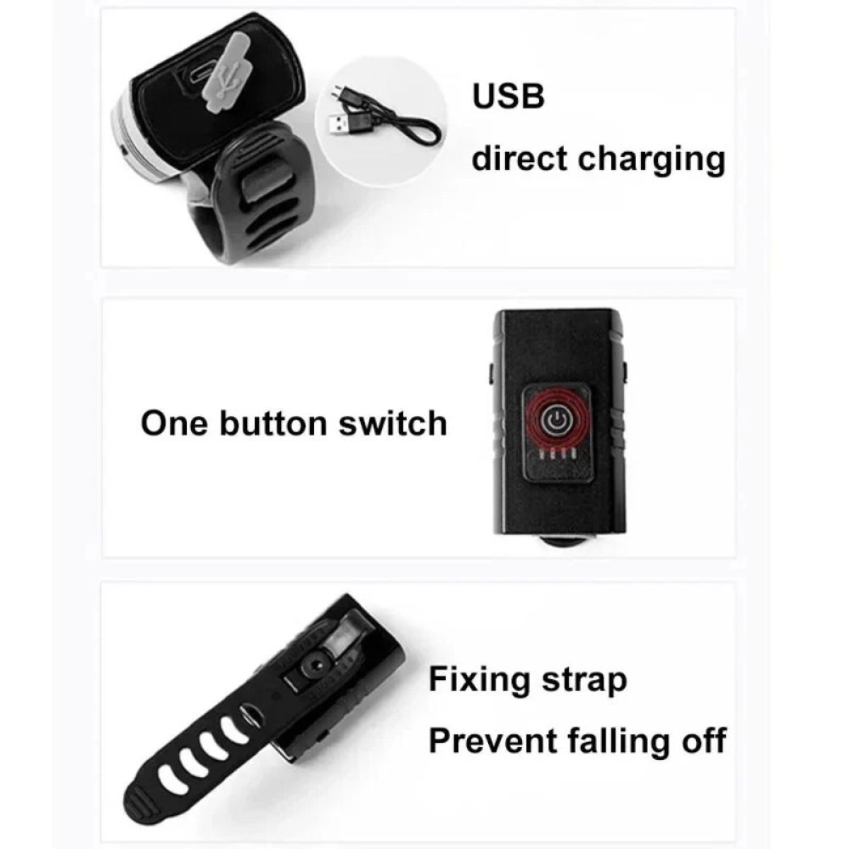 Φως Ποδηλάτου LED T6 Μπροστινό με USB Μπαταρία