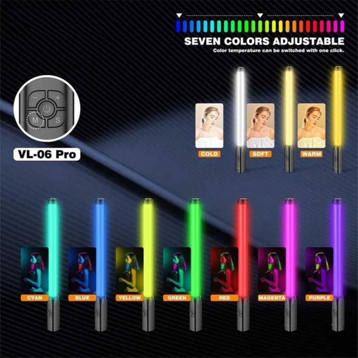 Φωτιστικό LED Stick Χειρός RGB με Ρυθμιζόμενη Θερμοκρασία Χρώματος 2700K-6500K Plokama VL-06 Pro - Image 3