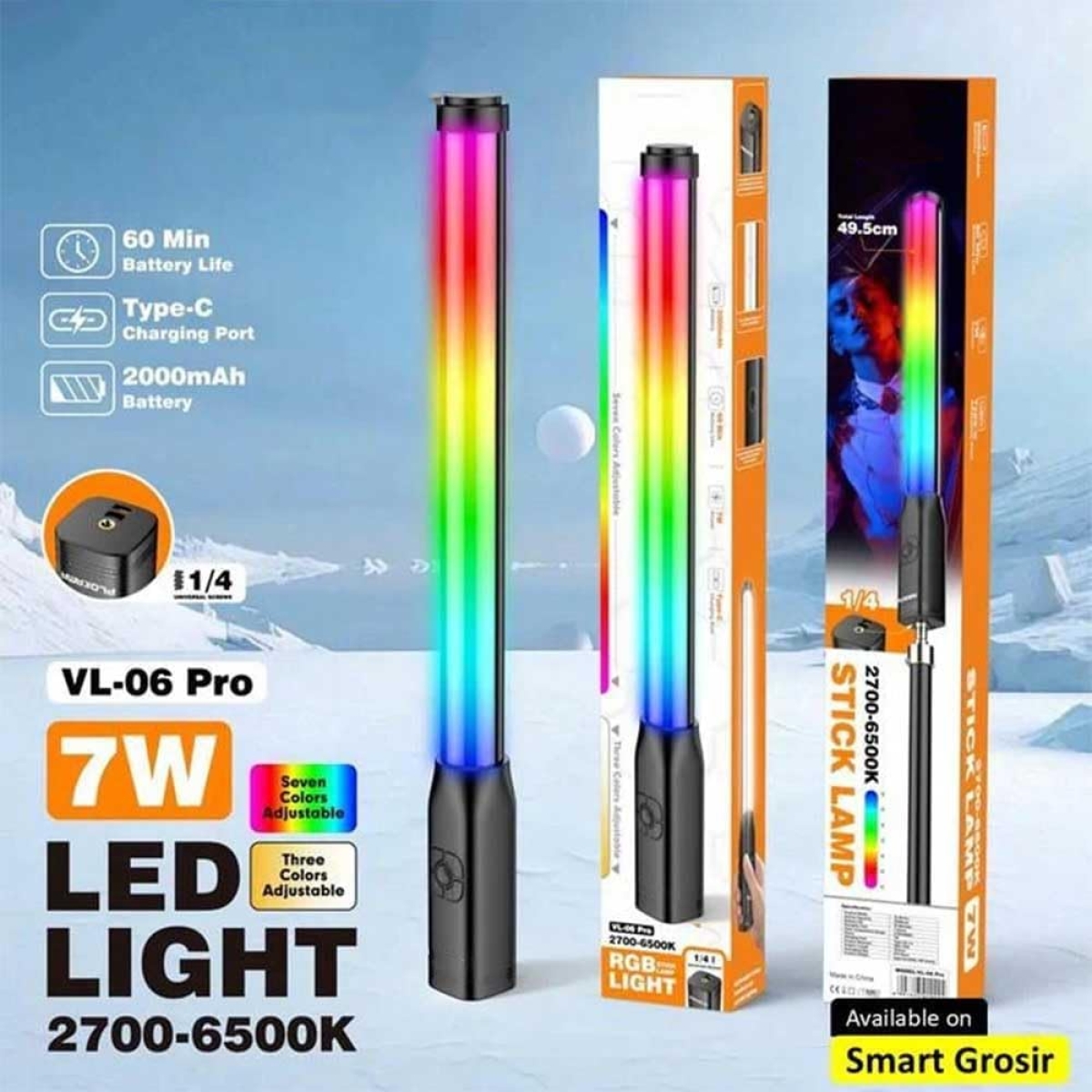 Φωτιστικό LED Stick Χειρός RGB με Ρυθμιζόμενη Θερμοκρασία Χρώματος 2700K-6500K Plokama VL-06 Pro - Image 6