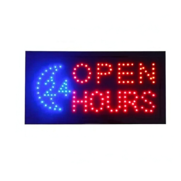 Φωτιζόμενη Πινακίδα LED 24 Hours Open με Κίνηση