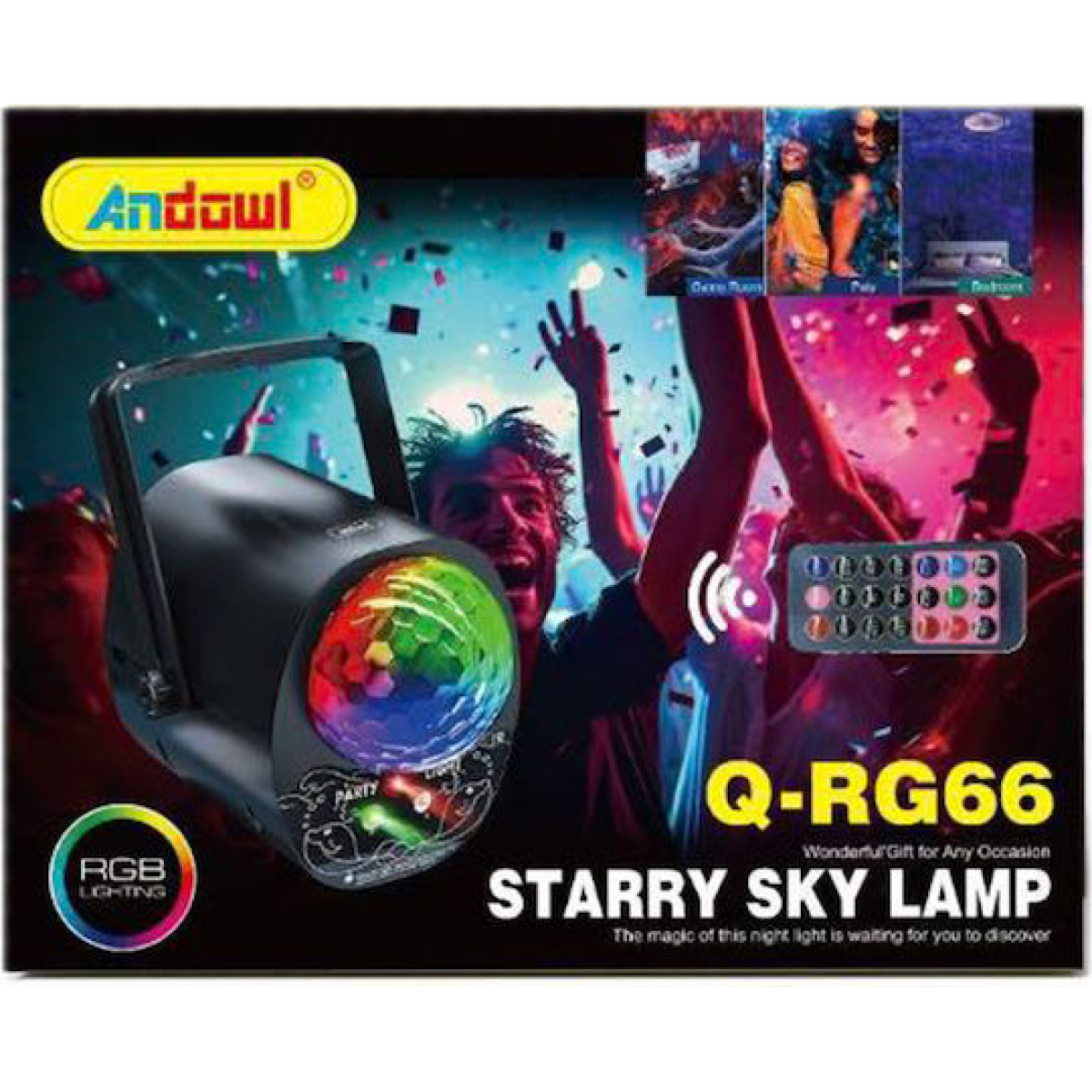 Φωτορυθμικό LED RGB 9W Με Τηλεχειριστήριο Andowl Q-RG66 - Image 3