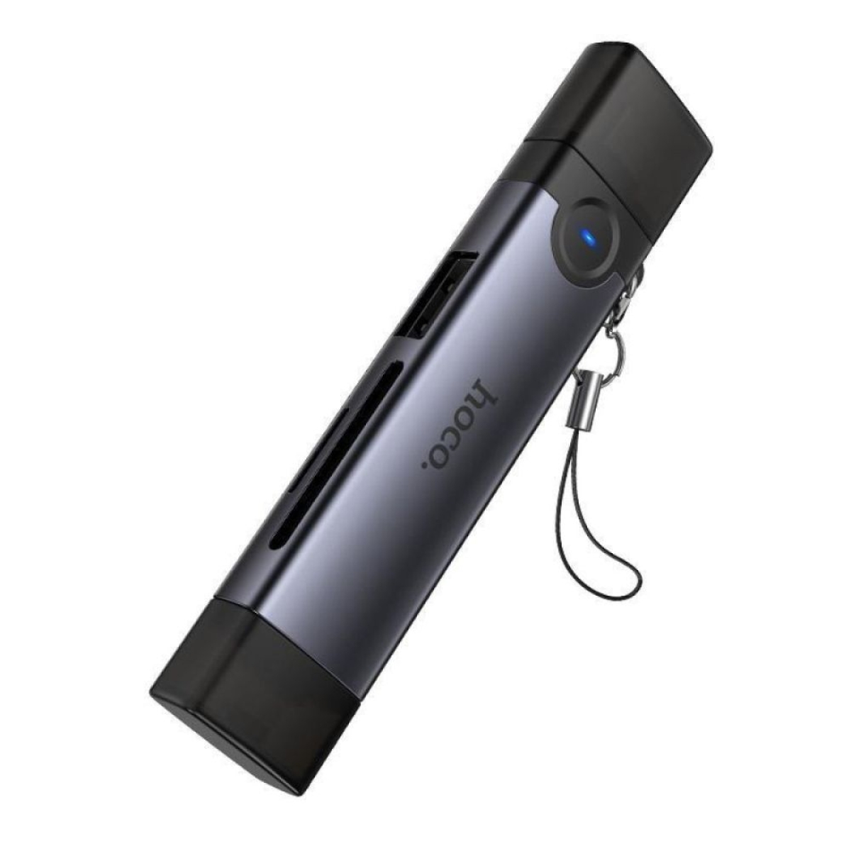 Hoco HB56B Victory OTG 3 σε 1 Card Reader Υποδοχή Type-C και Lightning για Κάρτα Μνήμης TF και Κάρτα SD Γκρι