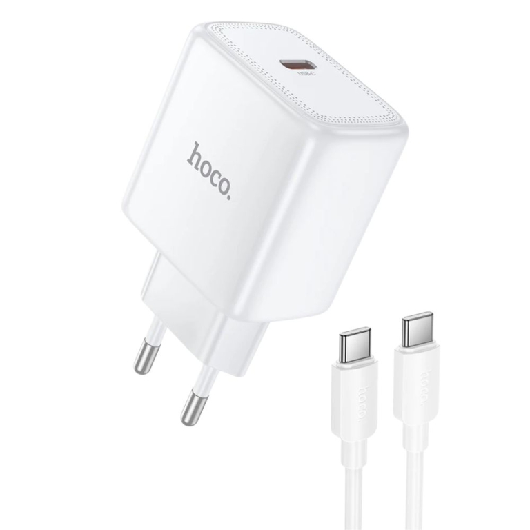 Hoco N83 Φορτιστής με Καλώδιο Type-C και Θύρα USB-C 40W Single-Port GaN Fast Charger Λευκό